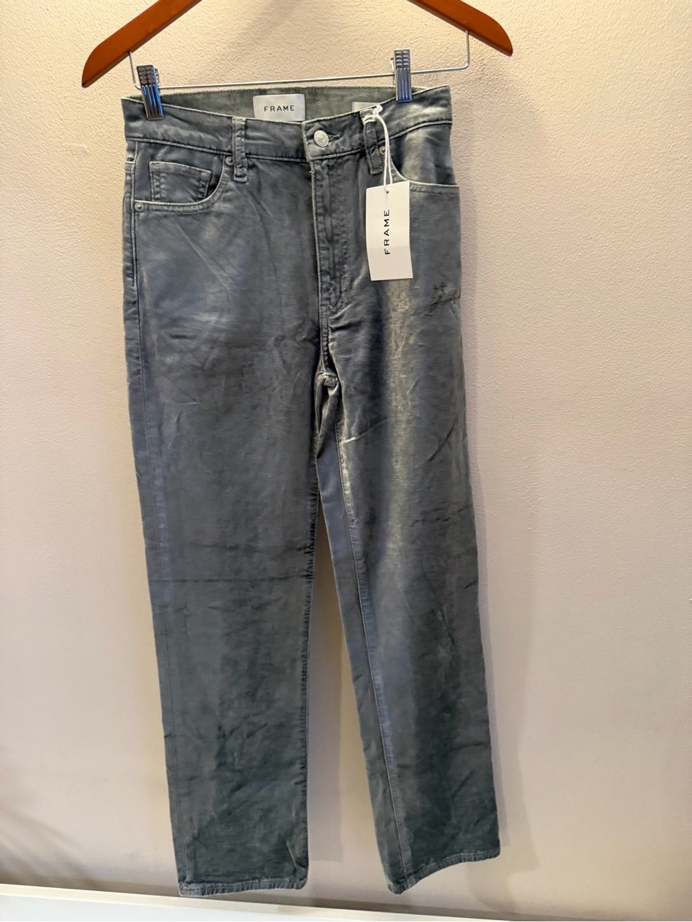 FRAME Le Sleek Straight High Rise Jeans OSTR Grey LSLS411 New 24